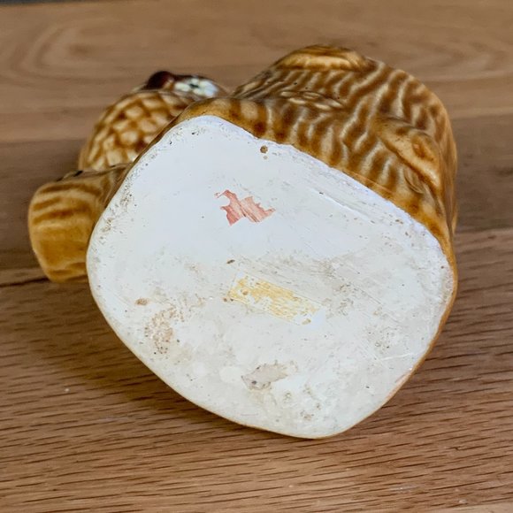 VTG Owl Toothpick Holder 70s Japan Tree Stump Ceramic Flowers Retro Boho Kitchen - Picture 6 of 10